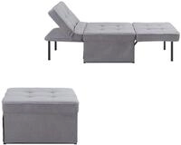 Atlantic Home Collection Sessel, Liege, Hocker Finn, Polyester, Grau, BxTxH:...
