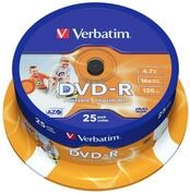 Verbatim DVD-R Wide Inkjet Printable 4.7GB I 25er Pack Spindel I DVD Rohlinge