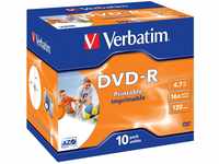 Verbatim DVD-R Wide Inkjet Printable 4.7GB, 10er Pack Jewel Case l, DVD Rohlinge