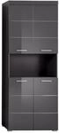 trendteam smart living - Amanda - Hochschrank - Grau Hochglanz - Badregal breit mit 4