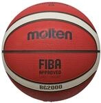 Molten B6G2000 Basketball, Trainingsball, Gummi, griffig, 12 Felder, orange/Ivory,