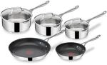 Tefal Jamie Oliver Cook's Direct On 8-teiliges Edelstahl-Pfannenset: Pfannen 20/28