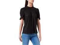 VILA Damen VIKAWA S/S Flounce TOP/SU-NOOS T-Shirt, Black, XS