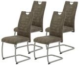 Hela Tische, 4er Set Esszimmerstuhl Ulla, Bezug Microfaser Vintage-Optik Schlamm,