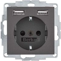 Berker Steckdose SCHUKO/USB 48031606 B.3, anthrazit mt. B.3 Steckdose 4011334510512