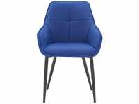 Möbilia® Stuhl mit Armlehnen, Leinen, pulverbeschichtetes Metall, Bezug blau,