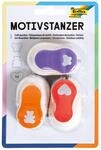 folia 7019 - Motivstanzer, Motivlocher, 3er Set, Herz, Schmetterling und B&auml;r