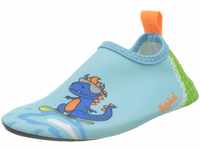 Playshoes Unisex Kinder Barfuß-Schuhe, Blau Grün Dino, 24/25 EU