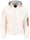 Alpha Industries MA-1 TT Hood Custom Bomberjacke f&uuml;r Herren Jet Stream White