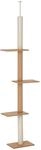 PawHut Kratzbaum deckenhoch 228-260 cm Katzen-Deckenspanner Khaki | Mit...