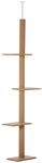 PawHut Kratzbaum deckenhoch 228-260 cm Katzen-Deckenspanner Hellbraun | Mit