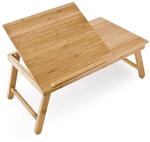 Relaxdays Laptoptisch aus Bambus HBT: 24 x 55 x 33 cm Beistelltisch mit...
