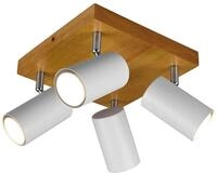Trio Leuchten Deckenleuchte Marley 812400431, Metall Wei&szlig; matt, Holz, exklusiv...