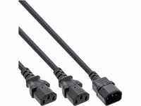 InLine 16657J Netz-Y-Kabel, Kaltgeräte, 1x IEC-C14 auf 2x IEC-C13, 1m
