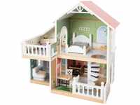 small foot Puppenhaus mit Dachterrasse aus Holz, mit offener Front und...