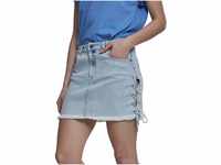 Urban Classics Damen Ladies Denim Lace Up Skirt Rock, Blue Bleached, 29