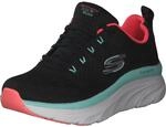 Skechers Damen D'lux Walker Fresh Finesse Sneaker, Black Mesh Mint Trim, 40 EU