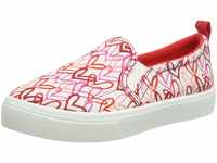 Skechers Damen Poppy DRIPPIN Love Plimsolls,Sneakers, White Red and Pink Heart