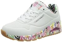 Skechers Damen Uno Loving Love Sneakers, White Durabuck Multi Colored Mesh Trim, 40