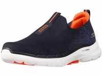 Skechers Herren Go Walk 6 Sneaker, Navy And Orange Textile, 44.5 EU