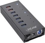 InLine&reg; USB 3.2 Gen.1 Hub, 7 Port, Aluminiumgeh&auml;use, schwarz, mit 2,5A Netzteil