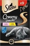 SHEBA Beutel Creamy Snacks f&uuml;r Katzen mit Huhn und Lachs cremiger Snack 7 x 9 x 12g