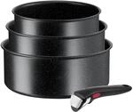 Tefal Ingenio Black Stone 4-tlg. Kasserollenset, Topfset abnehmbarer Griff, 16/18/20