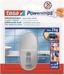 tesa Powerstrips Haken LARGE aus Metall - selbstklebender Badhaken, ovale Form - im