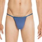 HOM Herren Basic G-String 'Plume' - Midblue - L