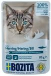 Bozita Pouch Nassfutter H&auml;ppchen in Sauce mit Hering - 12x85g Portionsbeutel