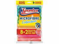 Spontex Microfibre Allzwecktücher 8+2 Gratis, 1 Packung - bunte...