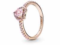 PANDORA ROSE Timeless Ring "funkelndes Herz" 14k rosévergoldet, rosa Kristall,
