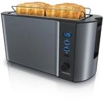 Arendo - Edelstahl Toaster Langschlitz 4 Scheiben, Defrost, w&auml;rmeisolierendes