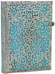 Paperblanks Notizbuch mit Leseb&auml;ndchen & Innentasche | Maya Blau | Midi (180 x...