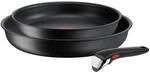 Tefal Ingenio Black Stone 3-teiliges Pfannenset abnehmbarer Griff, 24/28 cm,