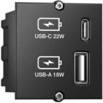 Bachmann Keystone Modul USB Doppelcharger 1xUSB-A, 1xUSB-C max. 22W, 917227, schwarz