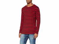 Urban Classics Herren Regular Stripe LS T-Shirt, firered/blk, XL