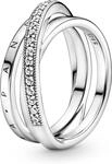 PANDORA Ring "&uuml;berkreuzendes Dreifachband" silber, Zirkonia 199057C01 52