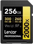 Lexar Professional 2000x SD Karte 256GB, SDXC UHS-II Speicherkarte ohne Leseger&auml;t,