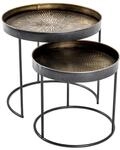 HAKU runde Beistelltische 2er Set Kupfer schwarz Metall Couchtische rund klein