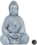 Relaxdays XL Buddha Figur sitzend, 50 cm hoch, Feng Shui, Outdoor, Garten...
