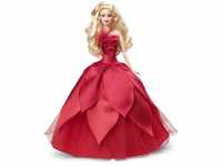 Barbie HBY03 - Signature Holiday Puppe 2022 (Blonde Haare) im roten Kleid, mit...