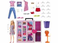 Barbie-Kleiderschrank mit Barbie-Kleidung und Accessoires, mit Klapptüren und