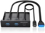 GRAUGEAR 3,5 Zoll Frontpanel mit 3-Port USB HUB f&uuml;r PC Geh&auml;use 20Gbit/s | PC