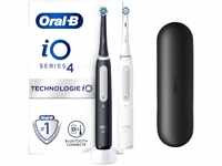 Oral-B iO 4 Doppelpack Elektrische Zahnbürste, Weiß und Schwarz, mit 2