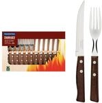 Tramontina 22299/002 Steakbesteck-Set, 12-teilig mit Naturholzgriffen 2-Fach