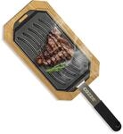 Millarco - Wendbare Gusseisenpfanne mit FSC-zertifiziertem Buchenholztablett, 33x16,5