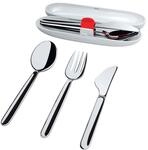 Alessi, Food &agrave; Porter SA04S3 G, Reisebesteck: L&ouml;ffel, Gabel, Messer aus Edelstahl