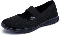 Skechers Damen Seager Power Hitter Mary Jane Halbschuhe, Black Flat Knit, 37 EU