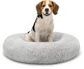 lionto Donutbett f&uuml;r Hunde & Katzen, Rundes Hundebett, &Oslash; 80 cm, Hellgrau